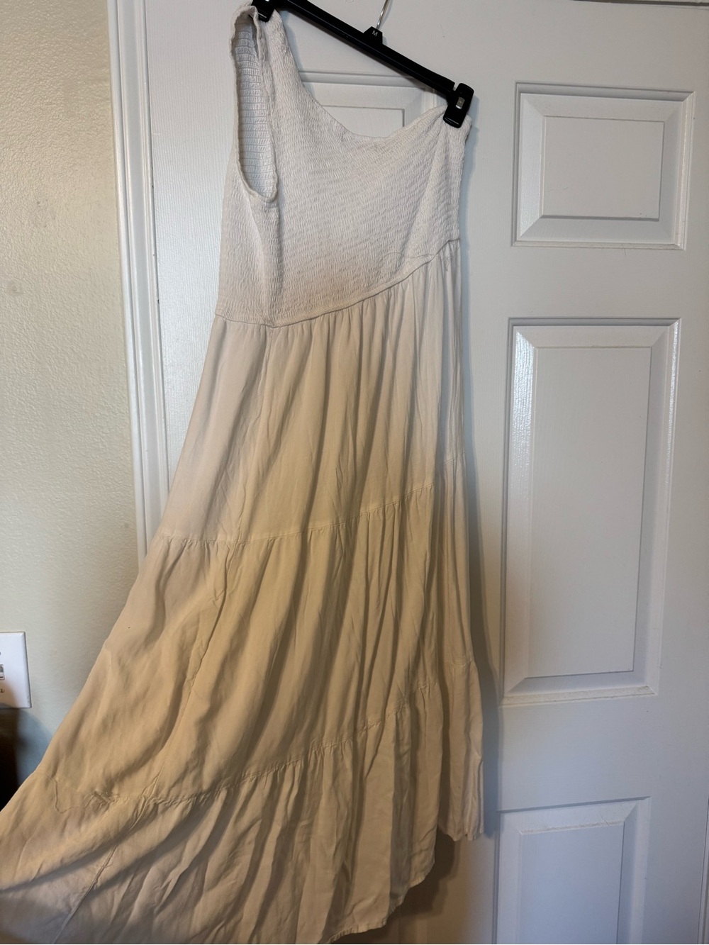 One Shoulder White Midi Dress
